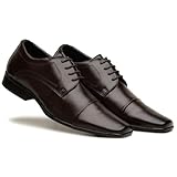 Sapato Social Masculino Confort Casual Fechamento em Cadarço Bico Fino Elegante (41, Café)