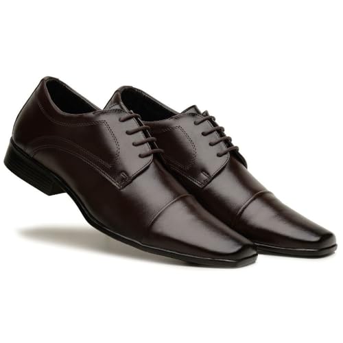 Sapato Social Masculino Confort Casual Fechamento em Cadarço Bico Fino Elegante (42, Café)