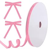 Tsorode 25 Yards Pink Velvet Ribbon for Christmas Tree,3/8 Inch Velvet Christmas Ribbon for Gift Wrapping Crafts Bow Wreath Holiday Decorations (Pink)
