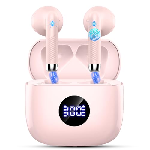 Wireless Earbuds, Bluetooth 5.4 Headphones HiFi Stereo, in Ear Earphones with 4 ENC Noise Cancelling Mics, 40H Playback Ear Buds with Mini Case LED Display, IP7 Waterproof Headset with USB C Charging