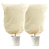 LCGOD Copertura Antigelo per Piante con Coulisse, Telo Protettivo Invernale in TNT 80g/m², Rinforzato, per Arbusti, Piante in Vaso Medio-Grandi e Siepi Basse, 100x80cm,2 Pezzi