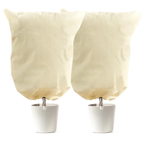LCGOD Lot de 2 Housse Hivernage Plante 80g/m² - Protection Anti-Gel Réutilisable pour Plantes en...