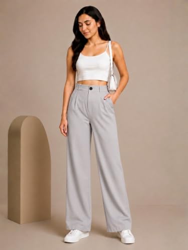 Image of Womens NS Lycra Korean High Waist Straight Pants
