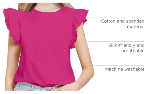 Image of Kilymosy Girls White Shirt Short Sleeve Summer Casual Flutter Tops Tee Blouse 5-14 Years
