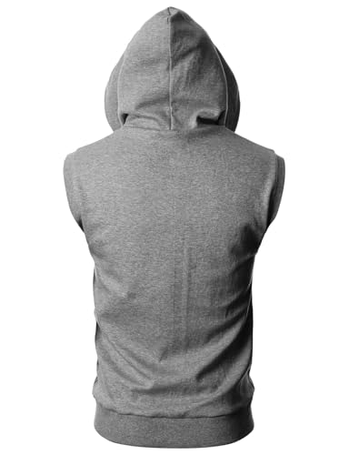 Image of Ohoo Mens Slim Fit Sleeveless Lightweight Zip Up Hooded Sweatshirt Vest Hoodie