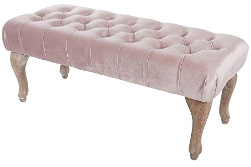 MyFlair Sitzbank, Polsterbank mit Samtbezug, rechteckig, Schminkbank mit Holzbeinen, 100 x 42 x 40 cm, Polyester-Mischung, Farbe Rosa
