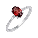 TISHAVI Natural Garnet Silver Ring Size 9 for Women - Handmade Red Stone January Birthstone Solitaire Lightweight Ring Jewelry - Birthday Gift for Her