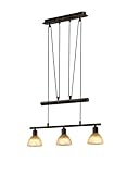 LED JoJo-Pendelleuchte 3-flammig rostfarbig antik mit Glas in Alabasterfarbig amber