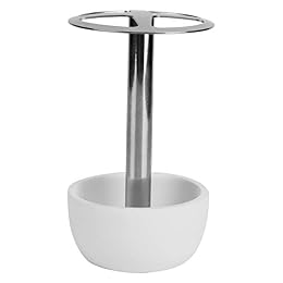 Restokki 304 Stainless Steel Toothbrush Holder, Punch Free Toothbrush Storage Rack Stand, Home Decor for Bathroom Countertop(White)