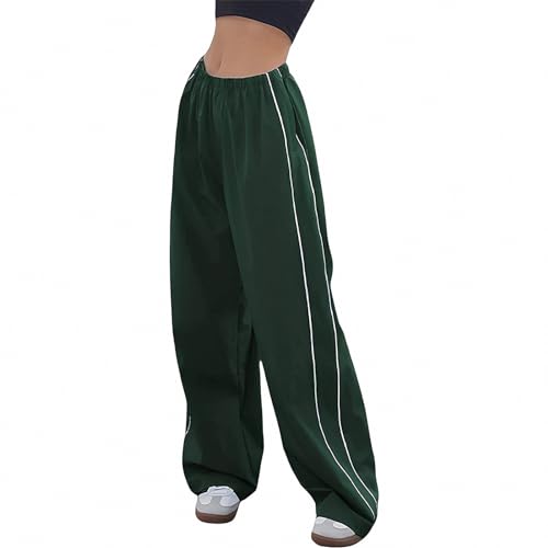 Cotton Cargo Pants Drawstring Floor-Length Pants Elastic Waist Loose Y2K Style Soft Breathable for Sports Travel