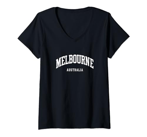 Donna Melbourne Australia - Souvenir vacanze in stile college Maglietta con Collo a V