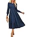 Damen Elegante Kleid A Linie Tiered Elastischer Taille Maxikleid Langarm Hochzeitsgast Kleider CL145-04/Marineblau XL