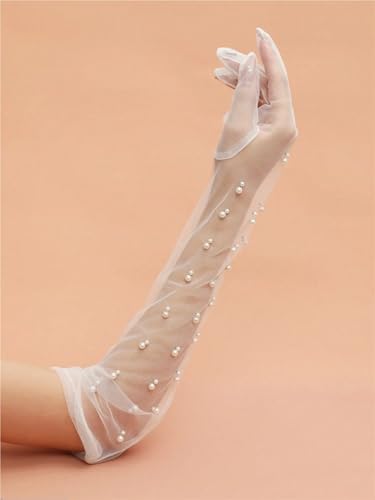 Guantes de satén blanco para novia cortos con lazo accesorios de vestido boda 6