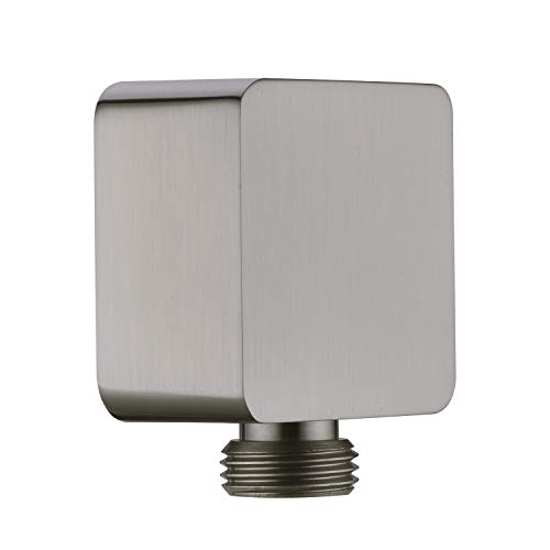 Brass Wall Supply Elbow, Nicmondo G1/2” Square Shower Hose Connector, Drop Ell Wall-Mounted Union Water Outlet For Handheld Shower Handshower,Brushed Nickel #TOP1