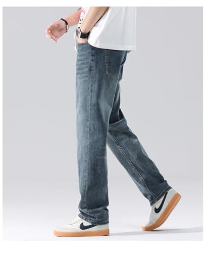 Jeans Pants Trousers Denim Vintage Distressed Youth Street Ruff Handsome Dressing Style High-end Casual Men4