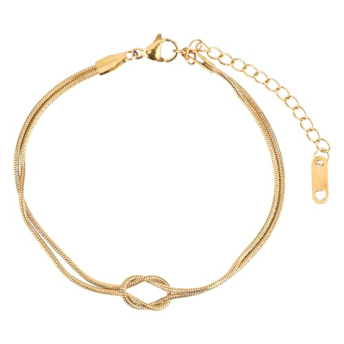 Mikovivi Pulsera Mujer, Pulsera Nudo Amor Chapada Oro Acero Inoxidable Cadena...