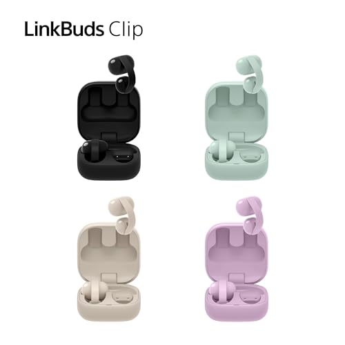 Écouteurs Sony LinkBuds Clip à Oreilles Libres, Conception Confortable à Clipser, 3 Modes d'écoute et Son Riche, Assistant Vocal IA, Commande par tapotement, iOS et Android – Grège
