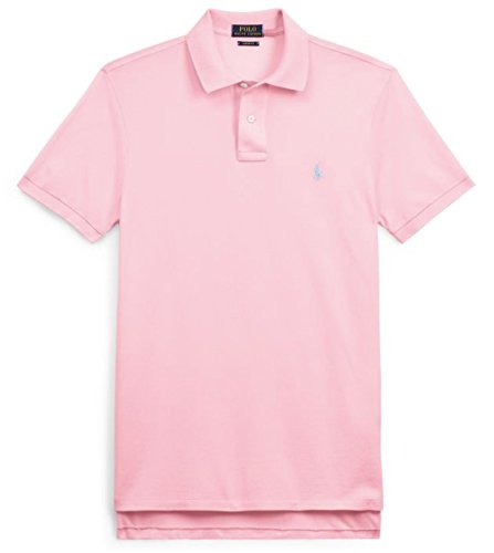 Image of POLO RALPH LAUREN Mens Custom Slim Fit Mesh Polo Shirt (Medium, Carmel Pink 2017)