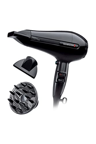 Remington Secador de Pelo Profesional Pro Air, Diseño Ligero, Silencioso, Iónico, Cabello Sin Encrespamiento, 2200 W, Motor AC, 2 Concentradores, 1 Difusor, 3 Temperaturas, 2 Velocidades, AC6120