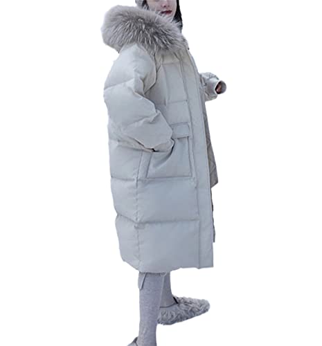 Doudoune longue double face pour femme en duvet de canard blanc coloris beige taille L