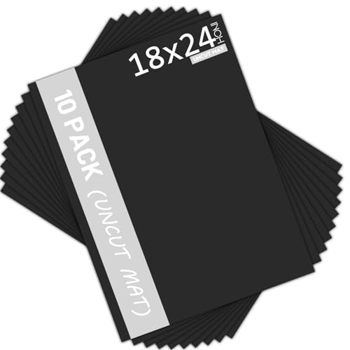 Mat Board Center 18x24 Black Color Mat Boards/Matboards - Uncut - 10 Pack