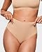 INLYRIC Women's Inbarely Soft Thong - High Waisted Tagless Smooth Stretch Underwear Ultra-soft No Show Ladies Panties 3 Pack Warm Beige (3pack) Medium