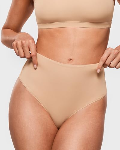 Image of INLYRIC Women's Inbarely Soft Thong - High Waisted Tagless Smooth Stretch Underwear Ultra-soft No Show Panties 3 Pack