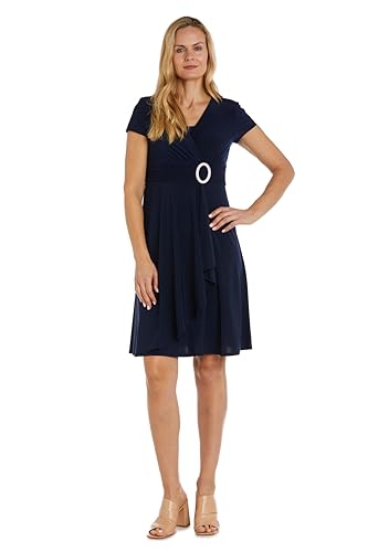 R&M Richards Womens Plus Matte Jersey Short Sleeves Cocktail Dress