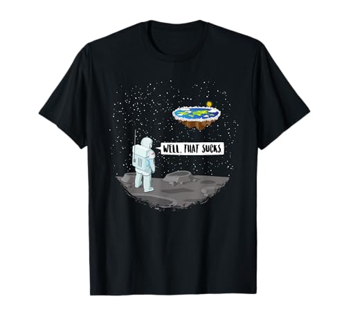 Funny Flat Earth Astronaut - Ice Wall - Firmament T-Shirt