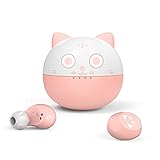 Cute Pink cat Wireless Earphones, Waterproof, Noise Cancelling in-Ear erbuds, TWS Stereo Headphones, Built in mic Headset Premium Sound with deep bass, JE-05B_K71