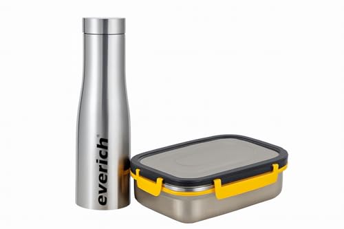 Image of Stainless Steel Lunch Box 800ml with 1000ml Water Bottle - Leak-Proof, BPA-Free & Lightweight Combo Set for Office, School, Travel & Picnic