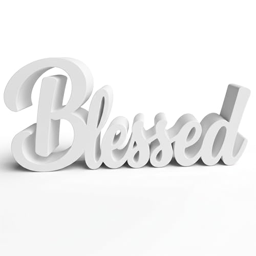 Blessed Sign for Home Decor | Made in USA | 3D Freestanding Sign | 10x5 in Farmhouse Decor for Shelves Living Room Mantle Family Rustic Tabletop Decor