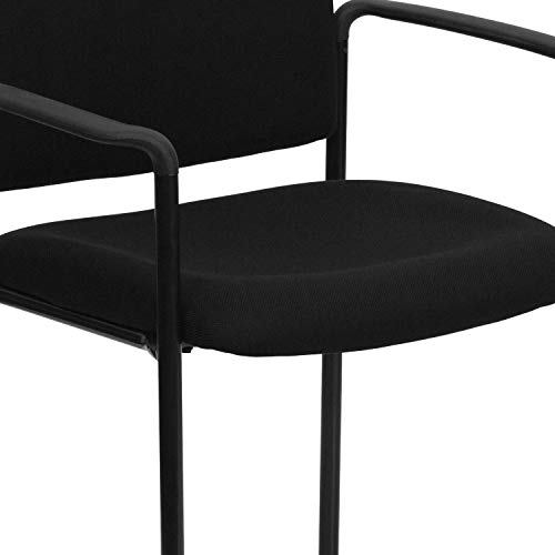 Flash Furniture Tiffany Comfort Black Fabric Stackable Steel Side Reception Chair With Arms #TOP5