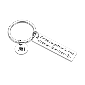 6 Year Anniversary for Him Her, Iron Anniversary Keychain Gifts for Him Her Husband Wife 6th Wedding Anniversary Women Men Boyfriend Girlfriend Couples Happy Anniversary Christmas Valentines Gifts