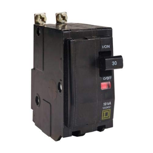 Square D QOB220 Miniature Circuit Breaker, 240 VAC/48 VDC, 20 A, 10 kA Interrupt, 2 Poles, Thermal Magnetic Trip