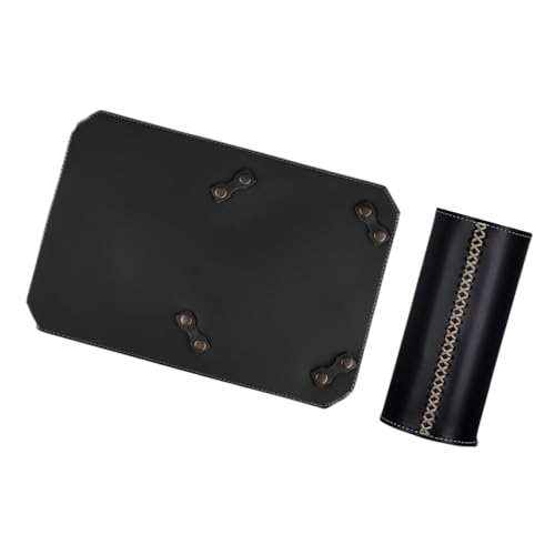 Yiju Furnace Mat and Gas Canister Cover Set Fixing Pad Practical Portable Sleek Protectors for Beach Outdoor Cooking BBQ Traveling, Black