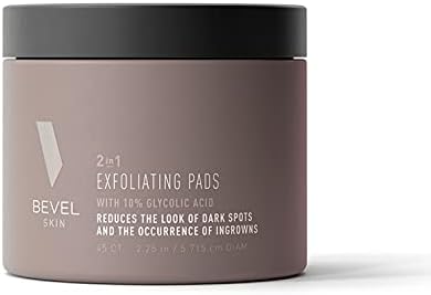 Bevel 10% Glycolic Acid Toner Pads for Face with Witch Hazel, Aloe Vera and Vitamin B3, Helps Remove Dead Skin Cells and Reduce Ingrown Hairs for Even Skin Tone and Texture, 45 Count