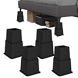 Demiwise Heavy Duty Bed Risers - Set of 4 Adjustable Furniture Risers, Elevation Heights of 3, 5 & 8 Inches...