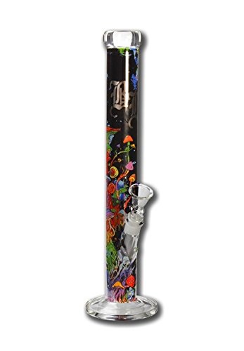 altrado Headshop Black Leaf 'Mushroom Tree' Glas Wasserpfeife - Bong All - Over Print - schwarz/bunt - Ø 50mm - NS 19/14…