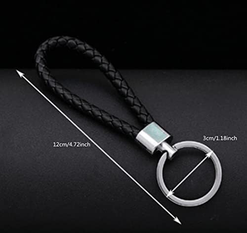 KOMUNJ 5 Pcs Braided PU Leather Strap Keyring Keychain Car Key Chain Ring Key Fob for Women and Men, DIY Bag Pendant