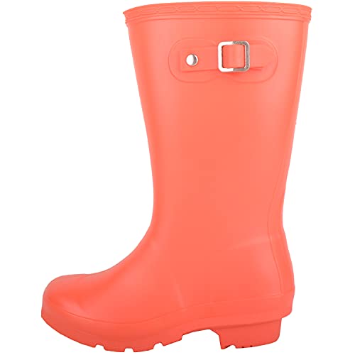 Absolute Footwear Childrens Kids Slip On Florescent Waterproof Rain Winter Welly Wellington Boots - Image 5