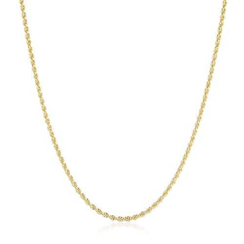 BRAYEG 2.5mm Gold Rope Chain Necklace for Men Women 14K Gold Rope Chains Necklace Diamond-Cut Braided Dainty Stackable Layering Jewelry Tarnish Resistant Classic Luxury Gift for Her Size 18in