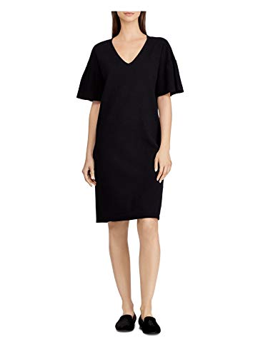 LAUREN-RALPH-LAUREN-Womens-Pranang-Bell-Sleeves-T-Shirt-Dress-Black-XXS
