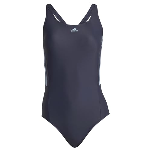 Adidas Damen Mid 3-Stripes Swimsuit, Shadow Navy/Blue Dawn, 38