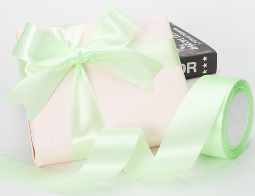 Image of ATRBB 25 Yards 1-1 /2 inch Wide Satin Ribbon Perfect for Wedding,Handmade Bows and Gift Wrapping(Pale Green)