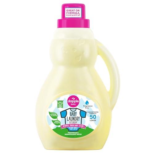 Image of Baby Laundry Detergent by Dapple Baby, Concentrated & Hypoallergenic, Powered by Plants, Stain Removing Natural Ingredients, Fragrance Free, 50 Fl Oz (Pack of 1)