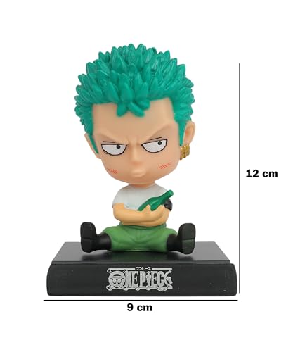 Image of Daiyamondo Polyvinyl Chloride Super Hero Anime Action Figure Bobble Head for Car Dashboard Office & Study Table Decoration for Everyone (Zoro One Piece, 9 Cm, 7.5 Cm)