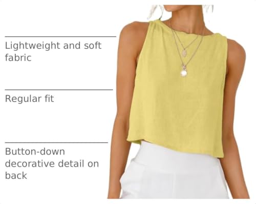 Image of IDEALSANXUN Womens Linen Crop Tank Tops 2026 Spring Summer Sleeveless Tops