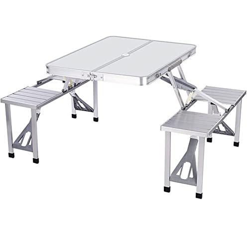 wzwyyds Juego de Mesa y Banco de Picnic con 4 Asientos, Muebles Plegables para Barbacoa de jardín al Aire Libre con Orificio para sombrilla, Marco de Aluminio y Maleta para Barbacoa, Viajes, Salidas Cover