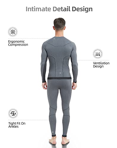 NOOYME Thermounterwäsche Herren Elastisch Funktionsunterwäsche Weich Thermo Unterwäsche Männer Winter Warm Skiunterwäsche Atmungsaktiv Funktionswäsche Thermowäsche Grau L